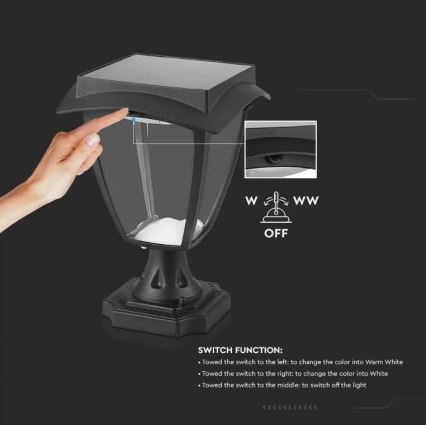 LED Solar lamp LED/2W/3,7V 3000/6000K IP65 2200 mAh