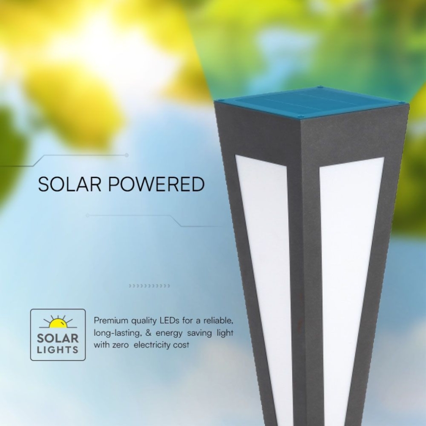 LED Solar lamp LED/2W/3,7V IP65 3000K black + remote control