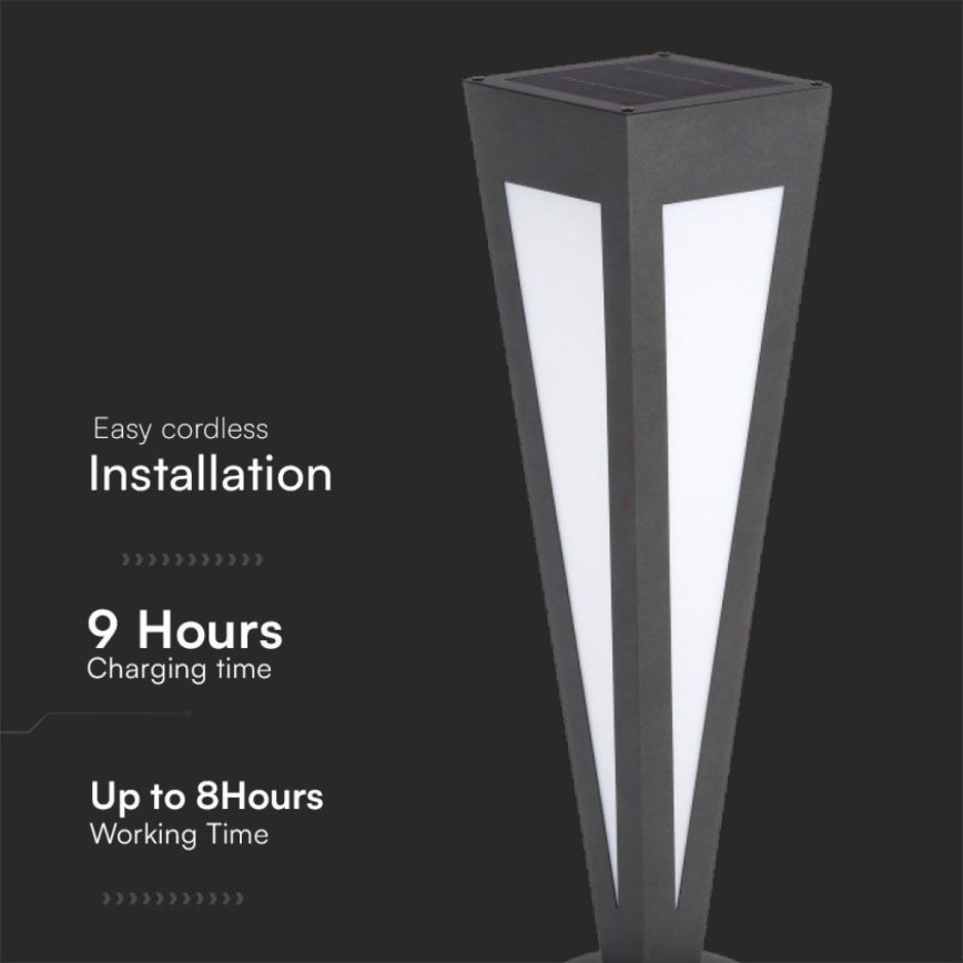 LED Solar lamp LED/2W/3,7V IP65 3000K black + remote control