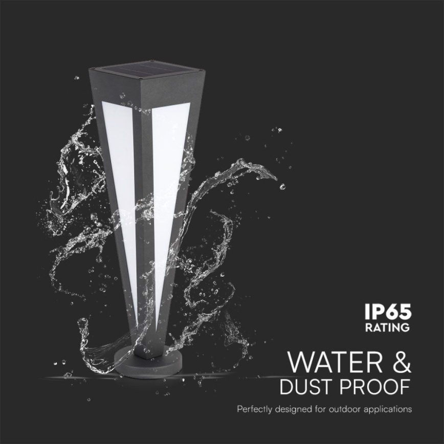 LED Solar lamp LED/2W/3,7V IP65 3000K black + remote control