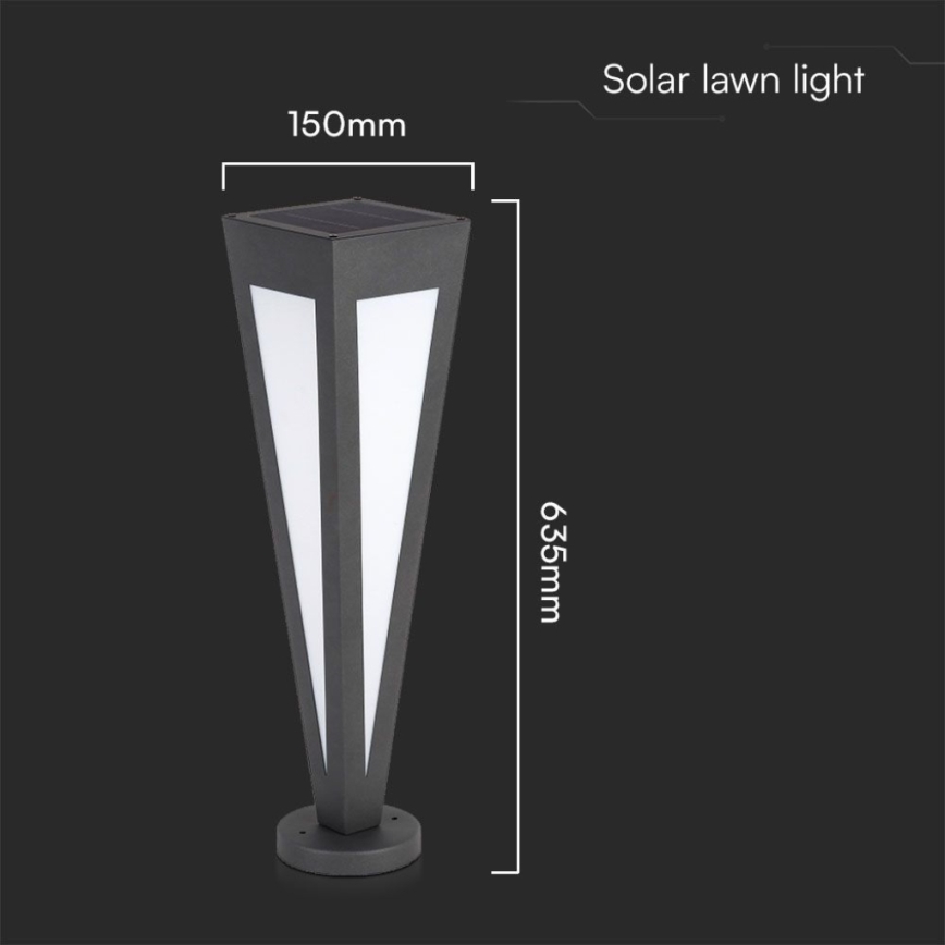 LED Solar lamp LED/2W/3,7V IP65 3000K black + remote control