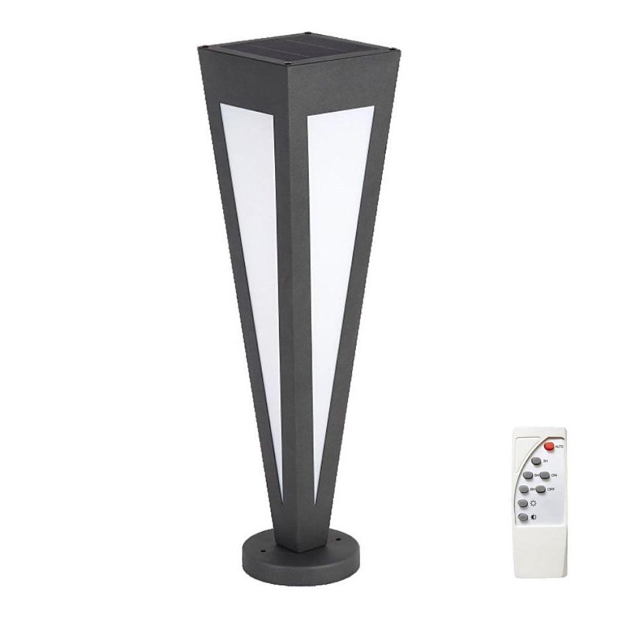 LED Solar lamp LED/2W/3,7V IP65 3000K black + remote control