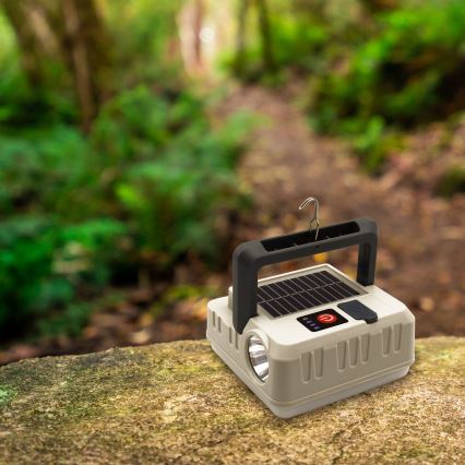 LED Dimmable rechargeable solar lamp with a power bank function LED/1W/5,5V 8000K IPX4 1200 mAh grey