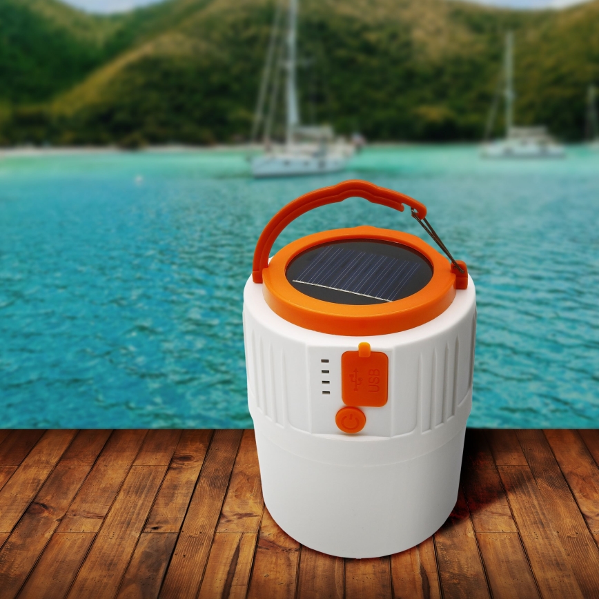 LED Dimmable rechargeable solar light with a power bank function K1 LED/3W/3,7V 7000K IPX4 3200 mAh white