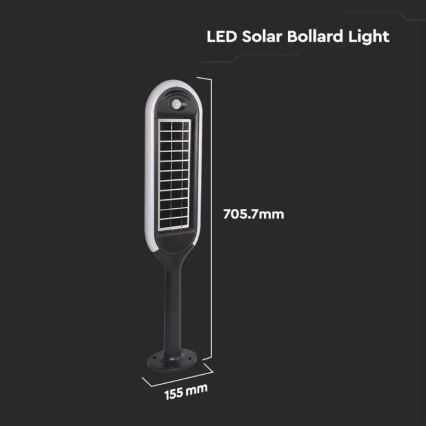 LED Solar lamp with a sensor BOLLARD LED/5W/5,5V 70 cm 4000K IP65