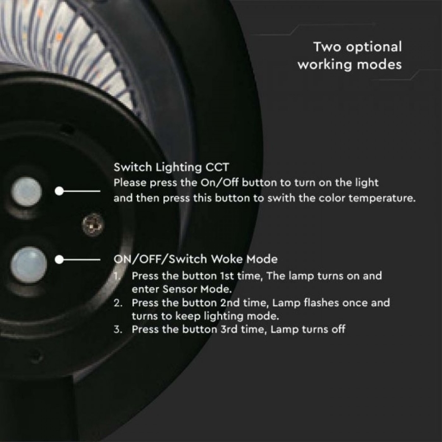 LED Solar lamp with sensor LED/15W/3,2V 4000K/6000K IP65