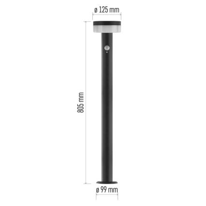 LED Solar lamp with sensor LED/2W/3,7V 1200 mAh IP44 80 cm
