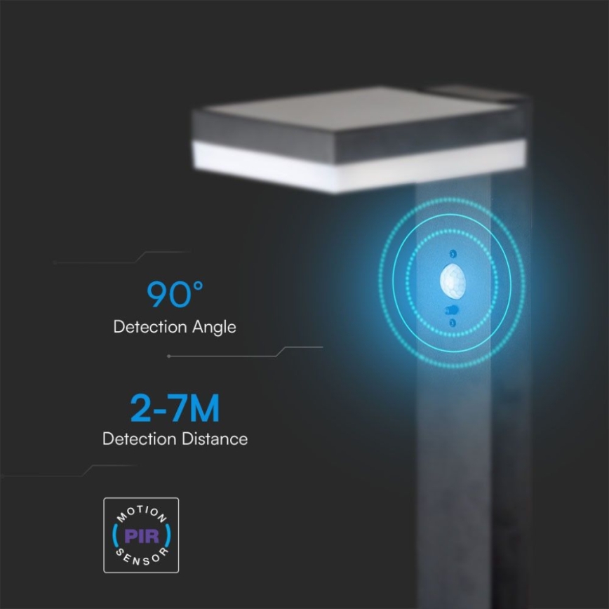 LED Solar lamp with sensor LED/2W/3,7V IP54 3000K angular black