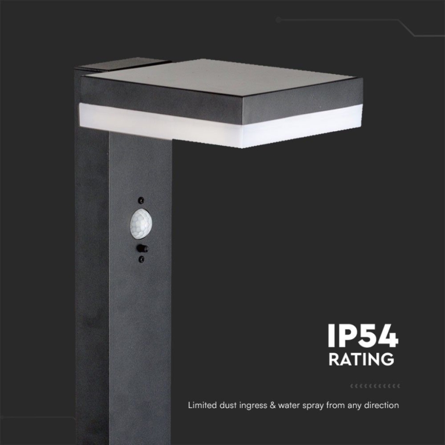 LED Solar lamp with sensor LED/2W/3,7V IP54 3000K angular black