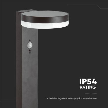 LED Solar lamp with sensor LED/2W/3,7V IP54 3000K round black
