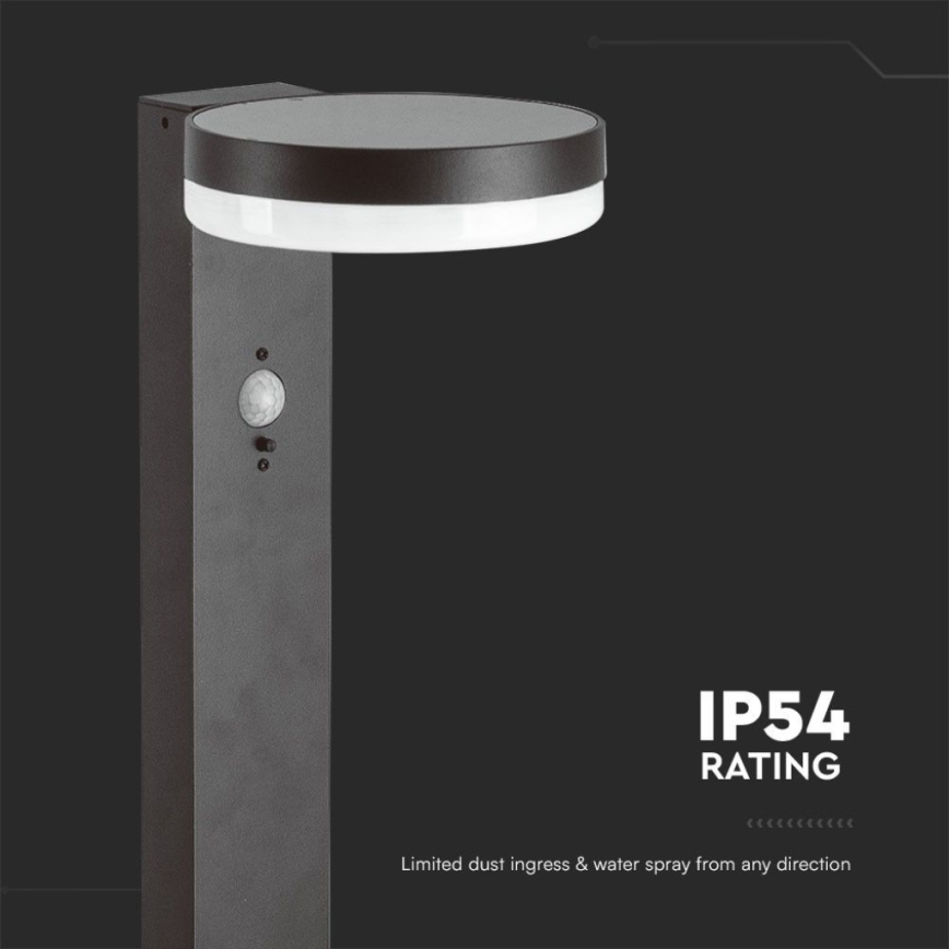 LED Solar lamp with sensor LED/2W/3,7V IP54 3000K round black