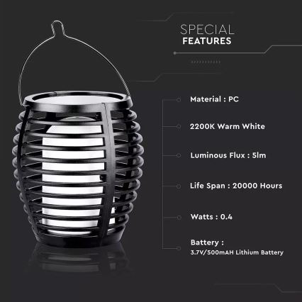LED Solar light FLAME 4in1 1xLED/0,45W/3,7V IP44