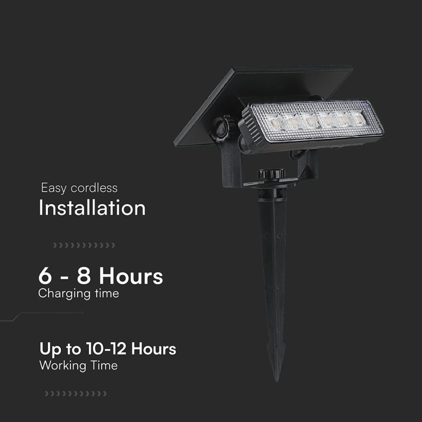 LED Solar light LED/0,9W/3,7V 3000K IP65 black