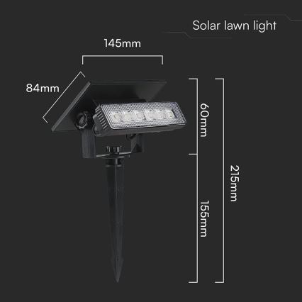 LED Solar light LED/0,9W/3,7V 3000K IP65 black