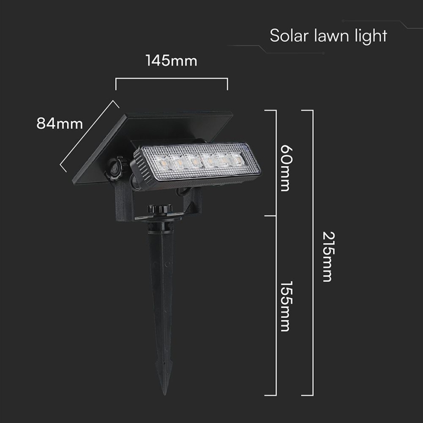 LED Solar light LED/0,9W/3,7V 3000K IP65 black