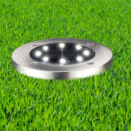 LED Solar Light SOLLY, 1.2 V, 6500 K, Ø 11.5 cm, 300 mAh, IP44, Chrome