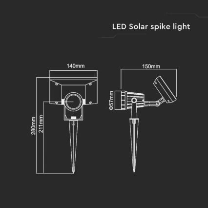 LED Solar light SPIKE LED/2W/5,5V IP65 4000K