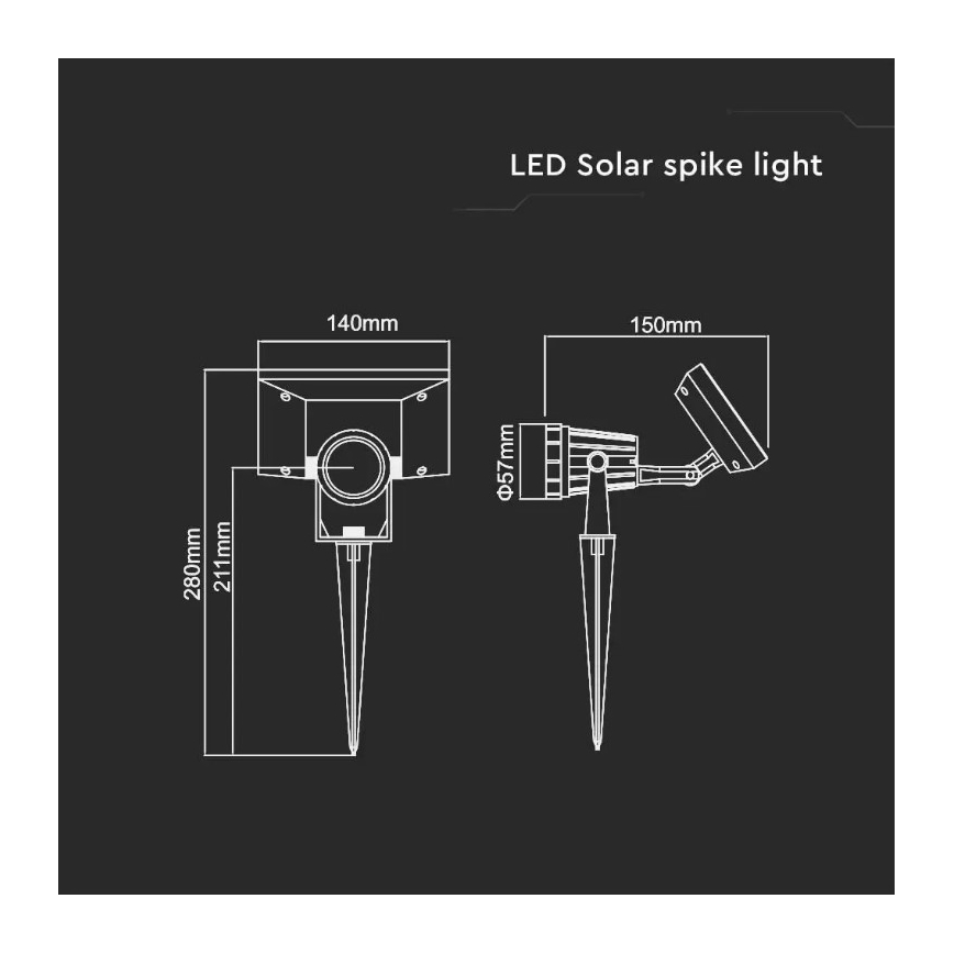 LED Solar light SPIKE LED/2W/5,5V IP65 4000K