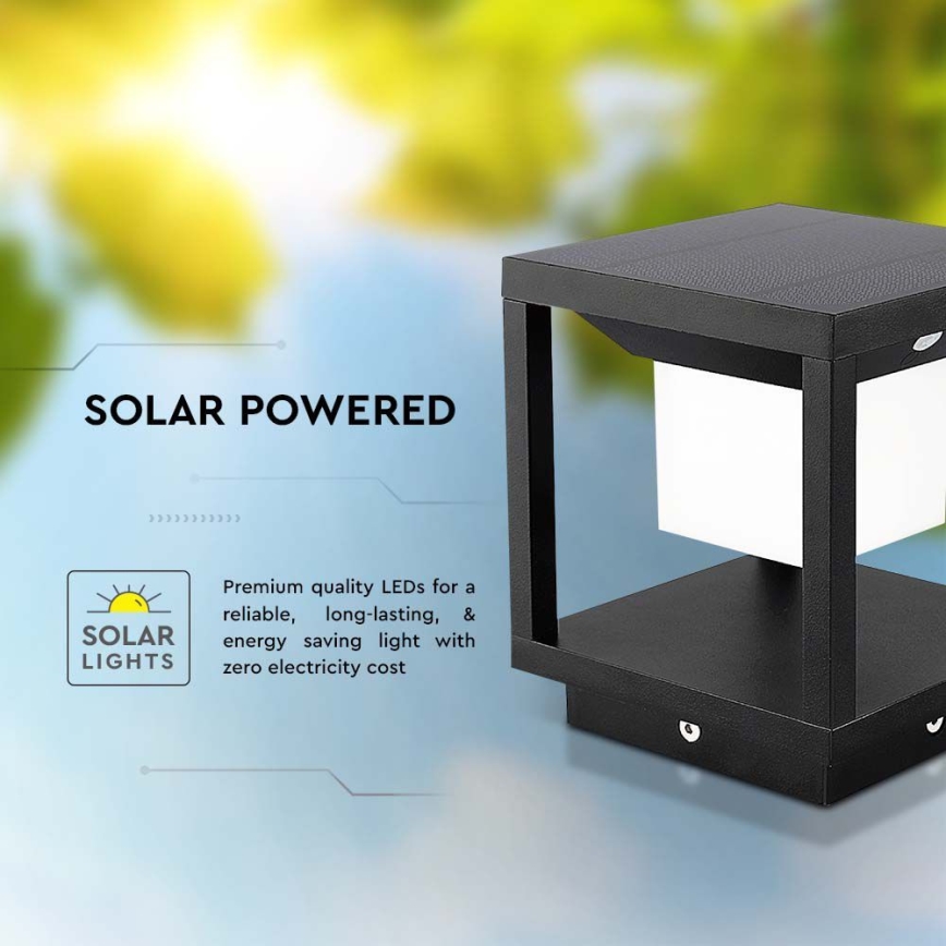 LED Solar light with a sensor LED/2W/5,5V 3000K IP65 black