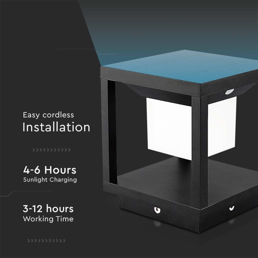 LED Solar light with a sensor LED/2W/5,5V 3000K IP65 black