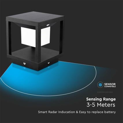 LED Solar light with a sensor LED/2W/5,5V 3000K IP65 black