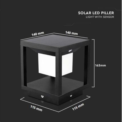 LED Solar light with a sensor LED/2W/5,5V 3000K IP65 black