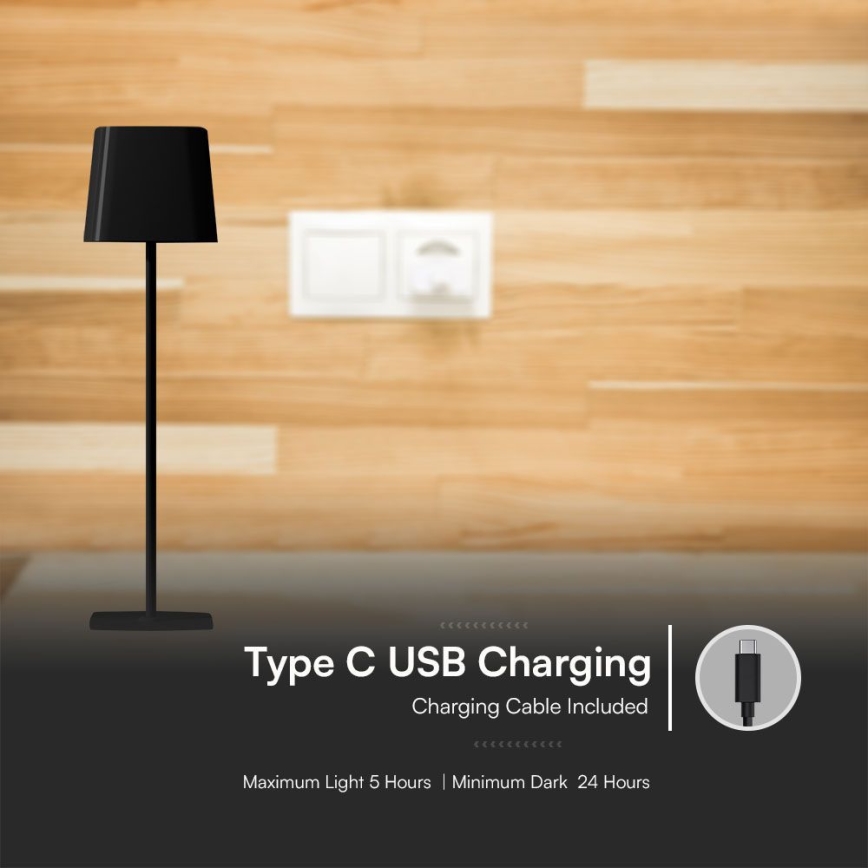 LED Solar dimmable magnetic touch rechargeable table lamp LED/5W/5V 3000-6000K 3600 mAh IP65 black