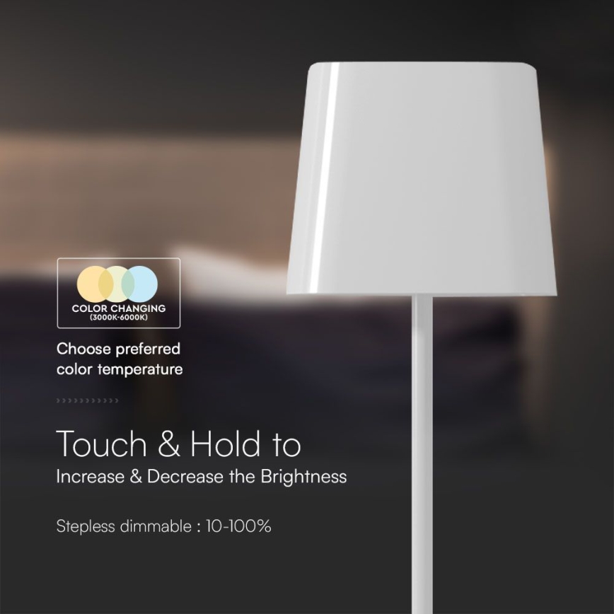 LED Solar dimmable magnetic touch rechargeable table lamp LED/5W/5V 3000-6000K 3600 mAh IP65 white