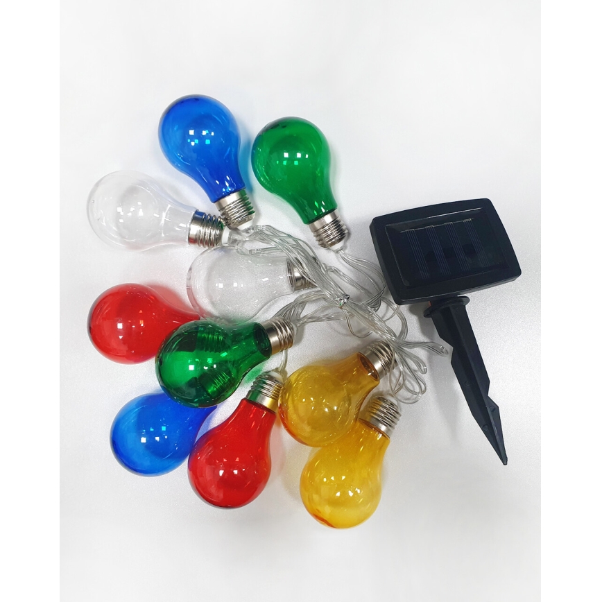 LED Solar outdoor chain 10xLED/1,2V 2,2 m IP44 multicolor