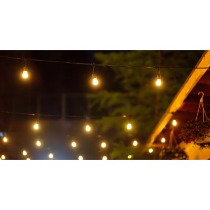 LED Dimmable solar outdoor chain PARTY 10xE27/3,7V 10 m IP44 + remote control