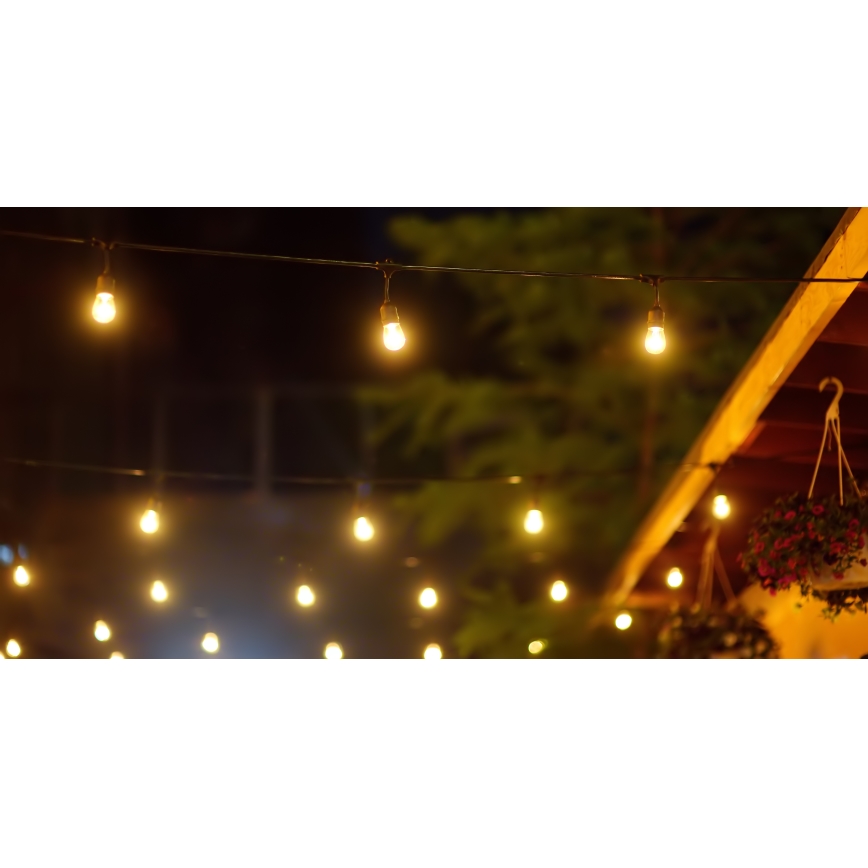 LED Dimmable solar outdoor chain PARTY 10xE27/3,7V 10 m IP44 + remote control