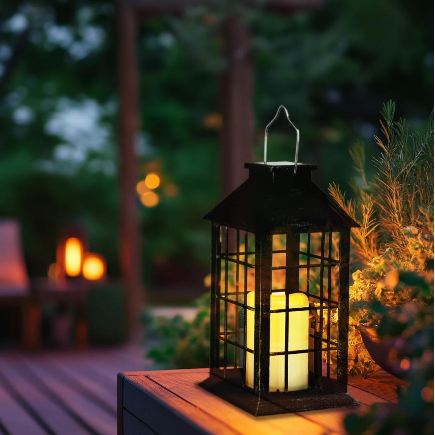 LED Solar pendant light LED/0,02W/1,2V 2700K IP44 black