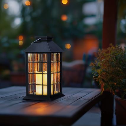 LED Solar pendant light LED/0,02W/1,2V 2700K IP44 black