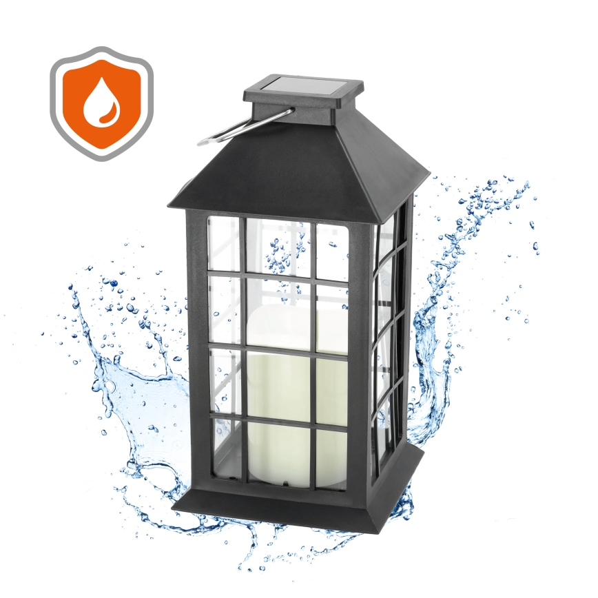LED Solar pendant light LED/0,02W/1,2V 2700K IP44 black