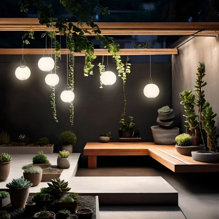 LED Solar pendant light LED/0,02W/1,2V 3000K IP44 1xAAA 100 mAh
