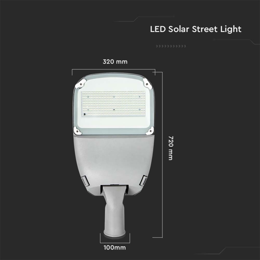 LED Dimmable solar street lamp SAMSUNG CHIP LED/50W/6,4V 4000K IP65 + remote control