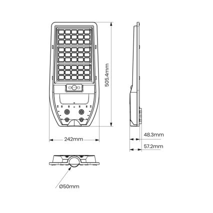 LED Solar street lamp VIA 100W/10000 mAh 3,2V 6000K IP65 + remote control