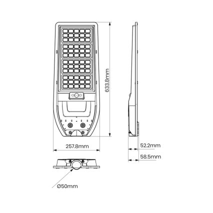 LED Solar street lamp VIA 150W/15000 mAh 3,2V 6000K IP65 + remote control