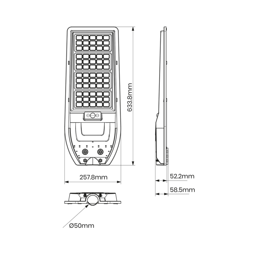 LED Solar street lamp VIA 150W/15000 mAh 3,2V 6000K IP65 + remote control