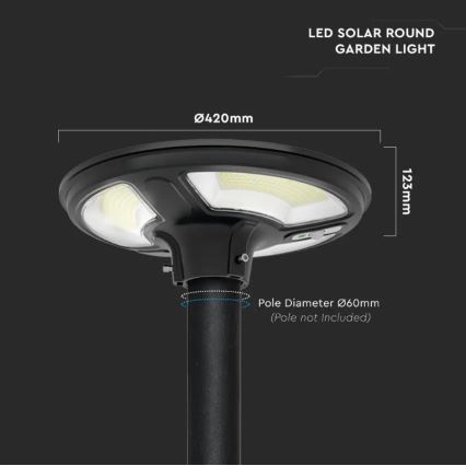 LED Solar street lamp with a sensor LED/10W/3,2V 6500K IP65 + remote control