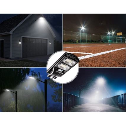 LED Dimmable solar street lamp with sensor LED/120W/6V 6500K IP65 black + remote control