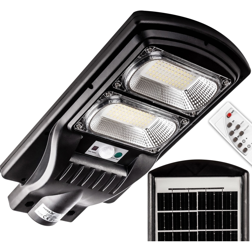 LED Dimmable solar street lamp with sensor LED/120W/6V 6500K IP65 black + remote control