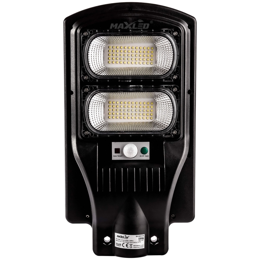 LED Dimmable solar street lamp with sensor LED/120W/6V 6500K IP65 black + remote control
