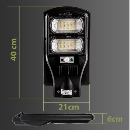LED Dimmable solar street lamp with sensor LED/120W/6V 6500K IP65 black + remote control