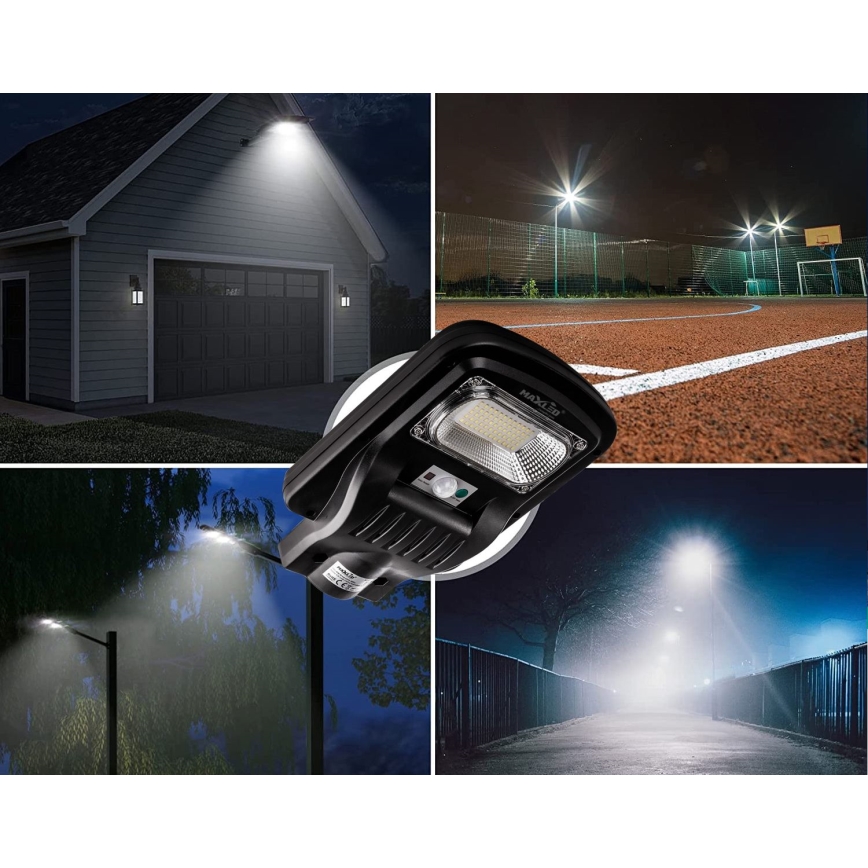 LED Dimmable solar street lamp with sensor LED/150W/6V 6500K IP65 black + remote control