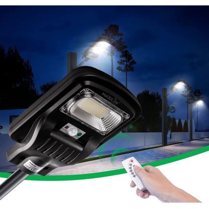 LED Dimmable solar street lamp with sensor LED/150W/6V 6500K IP65 black + remote control