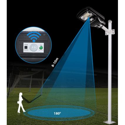 LED Dimmable solar street lamp with sensor LED/150W/6V 6500K IP65 black + remote control