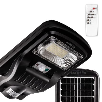 LED Dimmable solar street lamp with sensor LED/150W/6V 6500K IP65 black + remote control