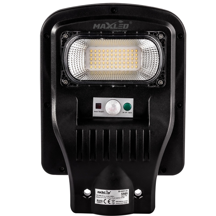LED Dimmable solar street lamp with sensor LED/150W/6V 6500K IP65 black + remote control