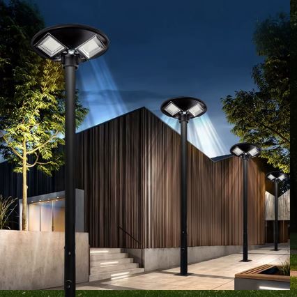 LED Dimmable solar street lamp with sensor LED/15W/6V 11000 mAh 6500K IP65 black + remote control
